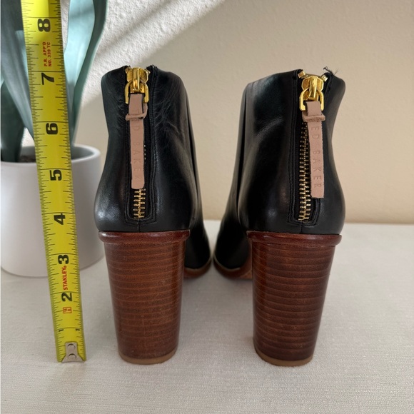 Ted Baker Black Leather Ankle Booties with Brown Heel - Picture 8 of 13